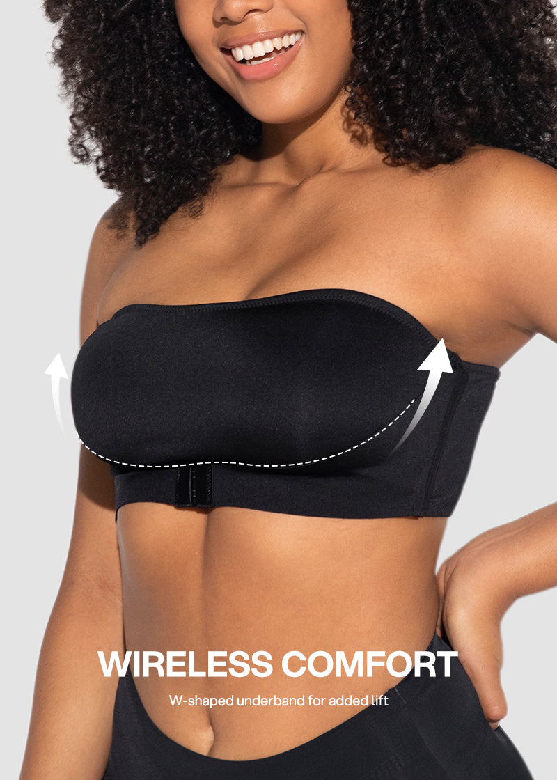 Front Closure Wireless Push-Up Bandeau Bra