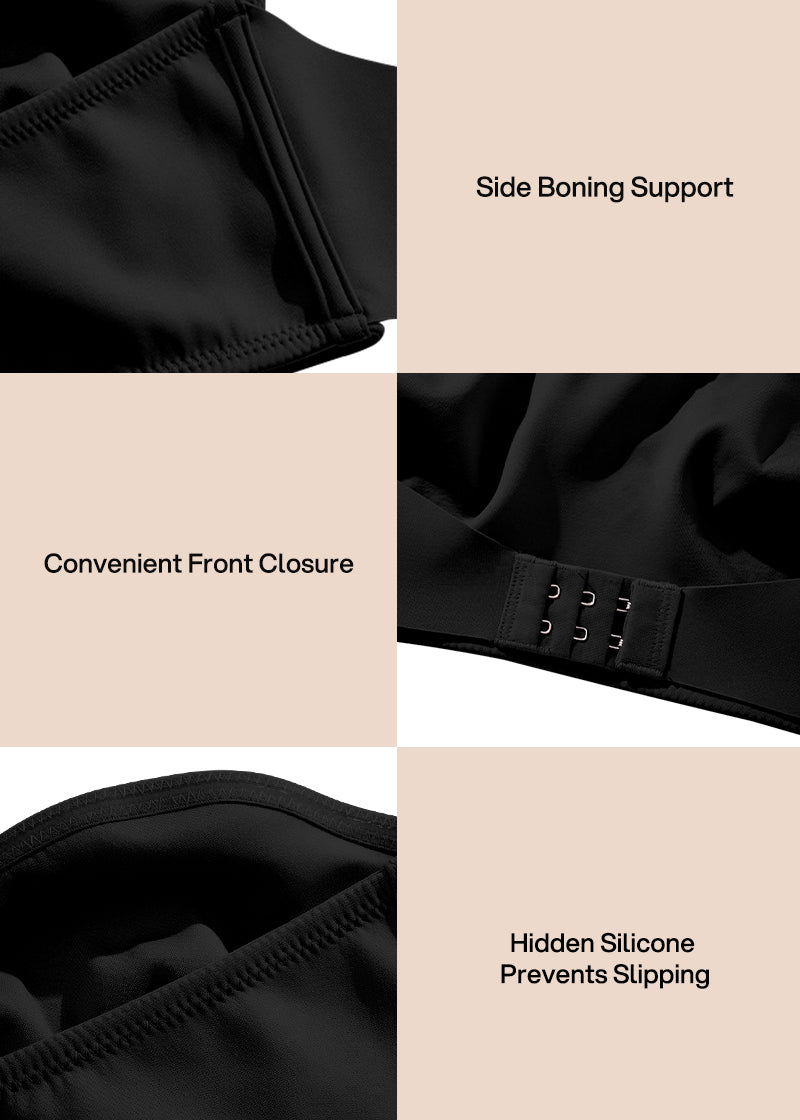 Front Closure Wireless Push-Up Bandeau Bra